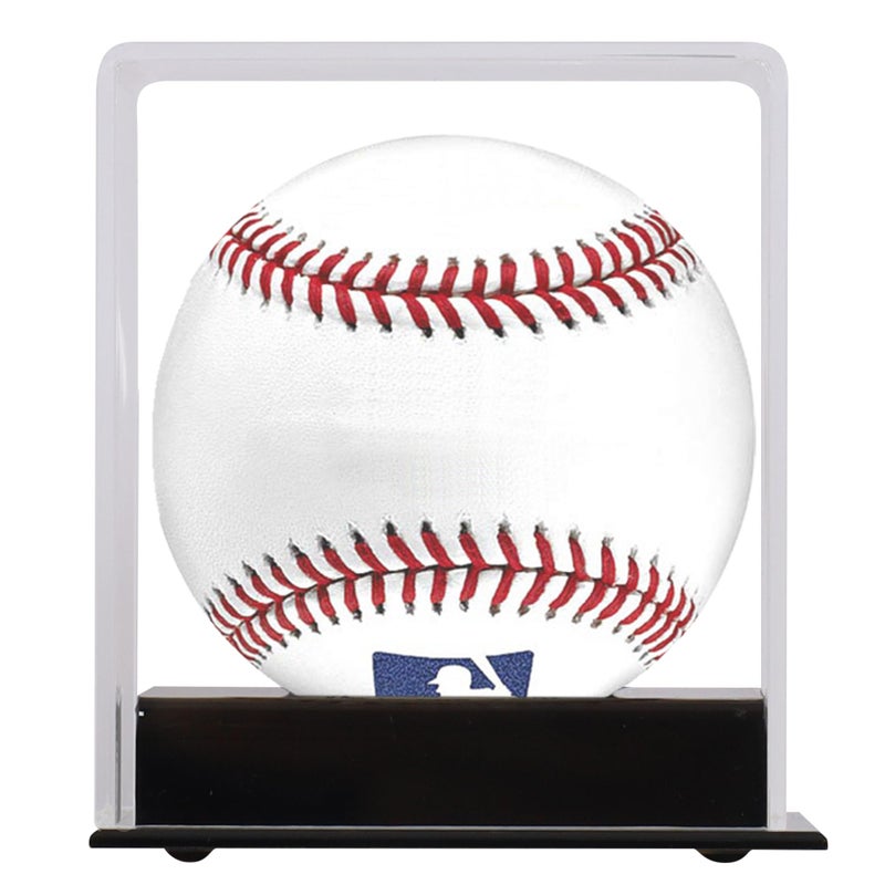 DisplayGifts Pro UV Protected Softball Display Case Baseball Display Case Stand Championship Square BoxClear Display Cube for Official 12 Inches Ball Ball Storage Collections (Black Plastic Stand) - Image 3